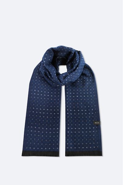 Avva Men's Navy Blue Tasseled Patterned Shawl A32Y9401