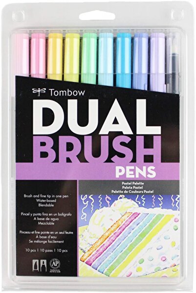 Tombow ABT Dual Brush Pen Grafik Kalemi 10'lu Set - Pastel Colors eski