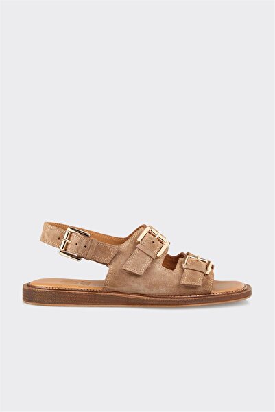 Elle Shoes Taba Deri Kadın Düz Sandalet