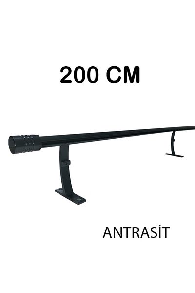 PERDE Mix 200 cm Anthracite 20 mm Corniced Decorative Aluminum Single Rail Rustic Curtain Hanger
