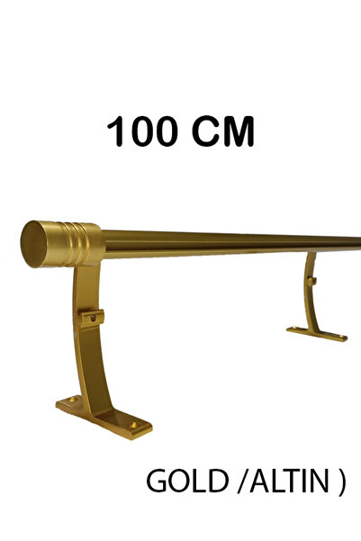 PERDE Mix 100 Cm Gold 20 Mm Kornişli Dekoratif Alüminyum Tek Raylı Rustik Per...