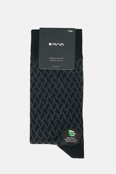 Avva Мъжки черни шарени бамбукови чорапи A32y8521