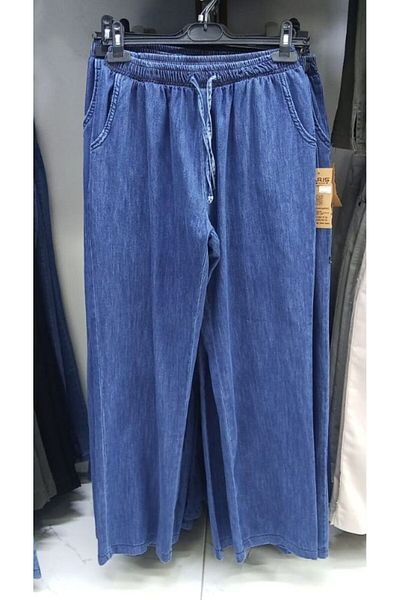 AKŞEN GİYİM Plus Size Cotton Thin Denim Jeans - Wide Leg Trousers