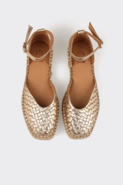 Elle Shoes Gold Deri Kadın Espadril
