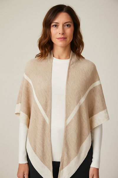 Sebir Moda Striped Two Colors Triangle Knitwear Shawl