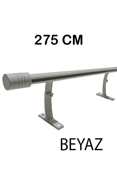 PERDE Mix 275 Cm Beyaz 20 Mm Kornişli Dekoratif Alüminyum Tek Raylı Rustik Pe...