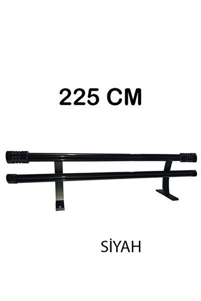 PERDE Mix 225 Cm Siyah 20 Mm Kornişli Dekoratif Alüminyum Çift Raylı Rustik P...