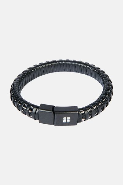 Avva Men's Black Leather Look Rope Knitted Bracelet A32y9608