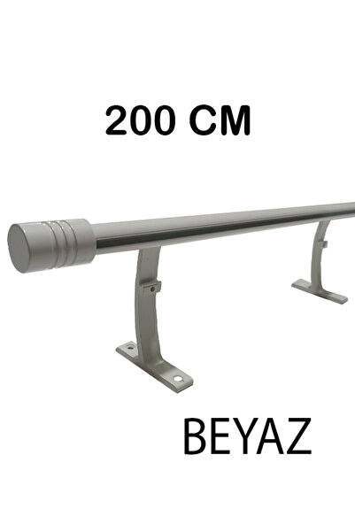 PERDE Mix 200 Cm Beyaz 20 Mm Kornişli Dekoratif Alüminyum Tek Raylı Rustik Pe...