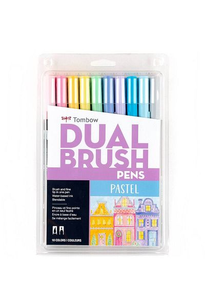 Tombow Abt Dual Brush Pen Graphic Pens Set of 10 - Pastel Colors