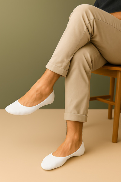 BENİSA ÇORAP 6-пакет бамбукови чорапи, бели, безшевни, невидими, с неплъзгаща се силиконова подметка, дишащи