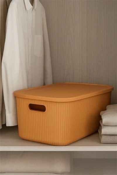 Bayev Colors Orange 3 Pieces 13 Lt Closet Organizer Organizer Toy Box Storage Box with Lid