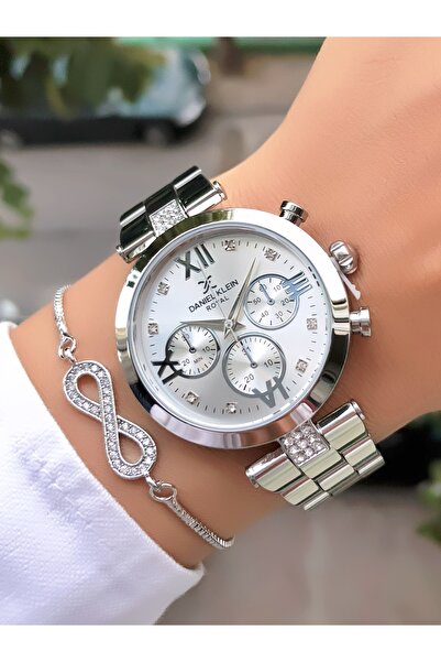 Daniel Klein Çelik Kadın Kol Saati Garantili 3 ATM Su Geçirmezlik Bileklik Hediyeli DKB67HU