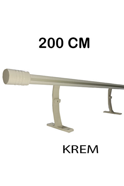 PERDE Mix 200 Cm Krem 20 Mm Kornişli Dekoratif Alüminyum Tek Raylı Rustik Per...
