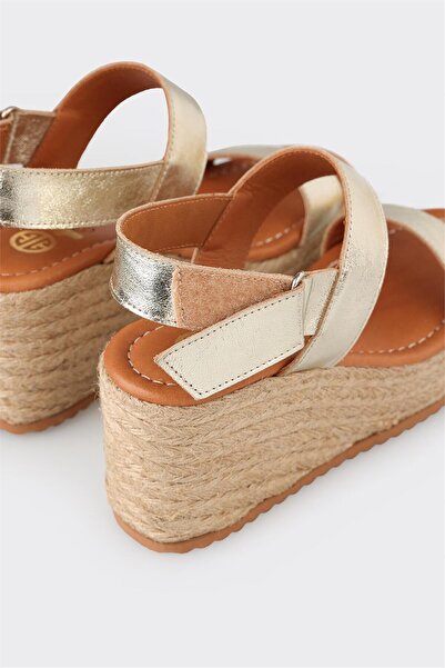 Elle Shoes Gold Deri Kadın Espadril