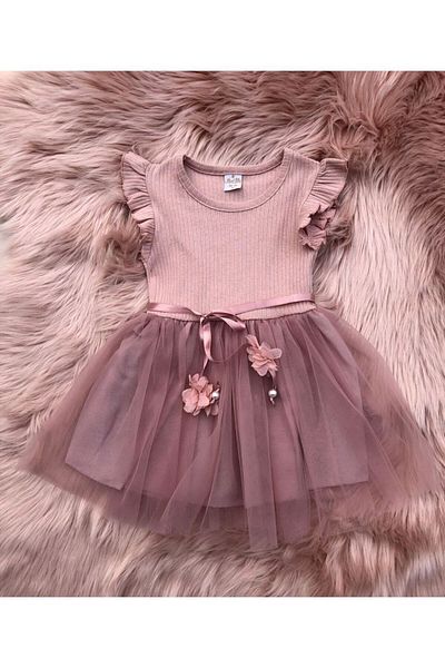 Retro Women Fata Copil Dusty Rose Tulle Zi speciala Ziua de nastere Craciun Rochie de seara Cadou Zilnic Rochie Printesa