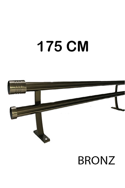 PERDE Mix 175 Cm Bronz 20 Mm Kornişli Dekoratif Alüminyum Çift Raylı Rustik P...