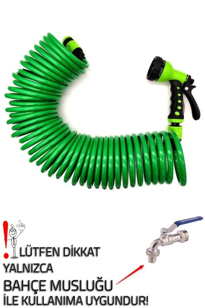 SPRING GARDEN Fıskiye Tabancalı Spiralli Hortum 15mt