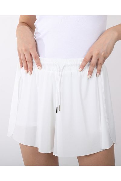 DEQ FASHION Women's White Loose Cut Double Layer Sports Shorts