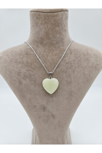 Phosphorus Stone Natural Stone Heart Cutting Necklace 2 Cm