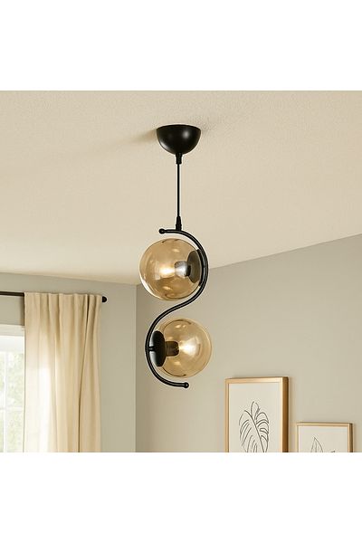 Correx Black and Honey Pendant Lamp - Pack of 2
