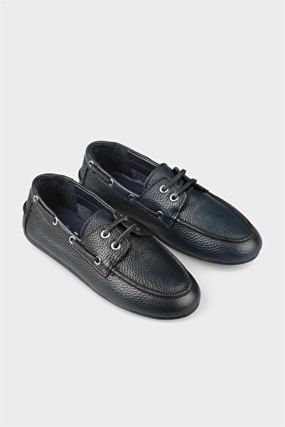 Elle Shoes Lacivert Deri Kadın Günlük Ayakkabı