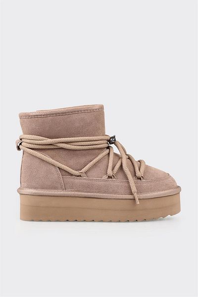 Elle Shoes Γυναικείες δερμάτινες μπότες Mink