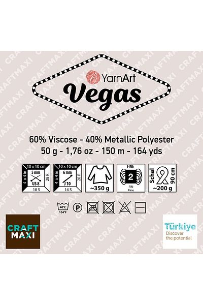 Yarnart Vegas - Glitter Χειροποίητο Νήμα Πλεξίματος Gold-42