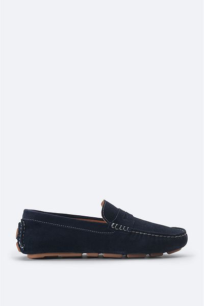 Avva Men's Navy Blue Suede Textured Casual Rok Shoes A31Y8066