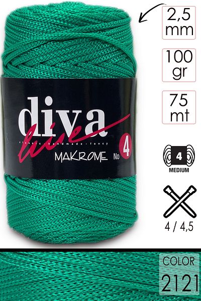 Diva İplik Diva Macrame Twine Thick (NO:4) 2121 Pine Green.