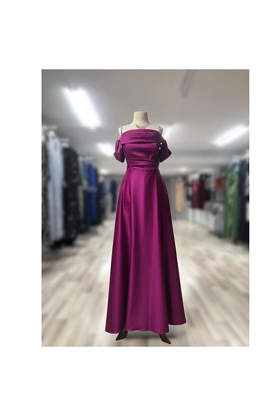Bijutek Shalkaya Beli Drape Rope Strap Slit Long Satin Evening Dress Special Occasion Dress