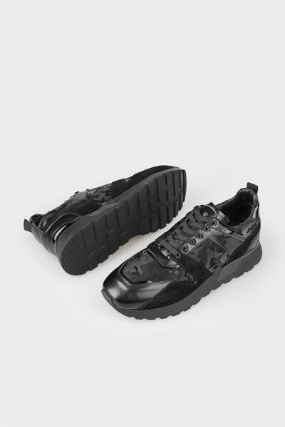 Elle Shoes Black Leather Men's Sports Shoes