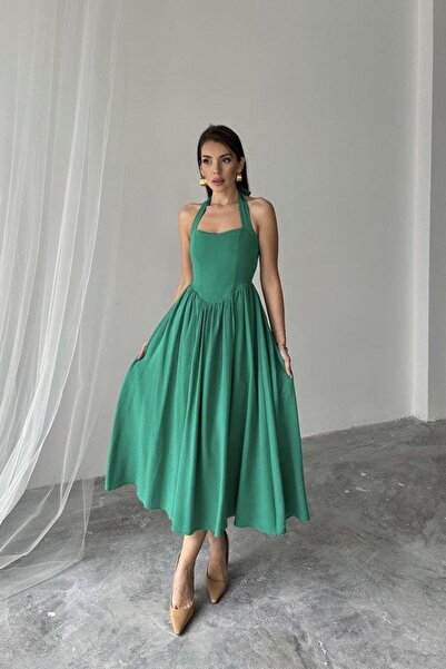 modamtn Rochie de in verde cu decolteu