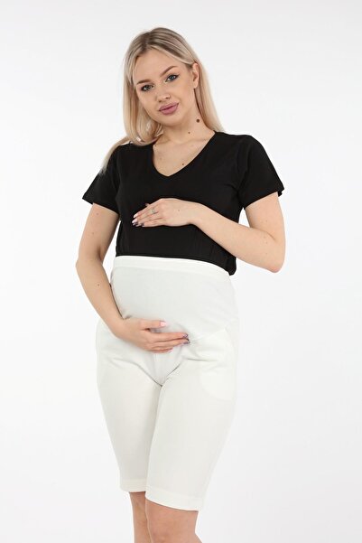 Işşıl 4440-Cotton Lycra Maternity Combed Cotton Shorts with Abdominal Band