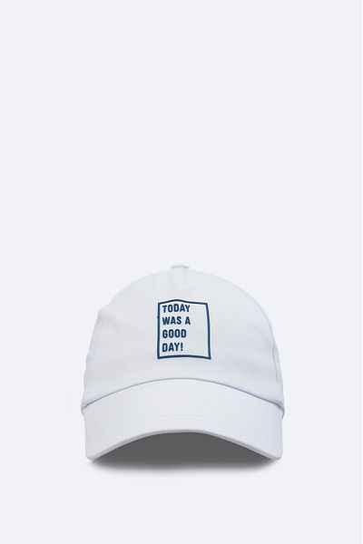 Avva Men's White 100% Cotton Slogan Printed Sports Cap A31Y9205
