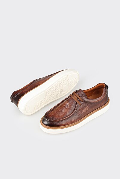 Elle Shoes Tan Leather Men's Casual Shoes