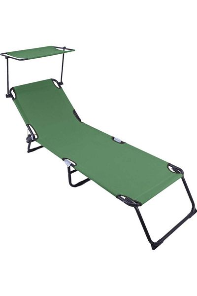 Heinner Folding Sun Lounger With Parasol, Dimensions 186x55x24 Cm, Green