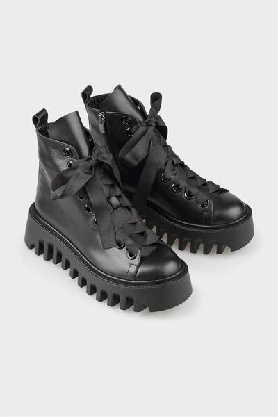 Elle Shoes Siyah Deri Kadın Günlük Bot