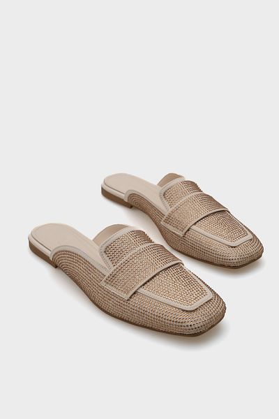 Capone Outfitters Γυναικείες Loafer Παντόφλες Satin Stone