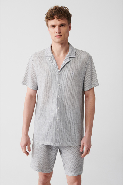 Avva Men's White Cuban Collar Easy-Iron Shirt A31Y2114