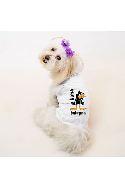 Buddy Store Cat and Dog Outfit Dresses Clothes Undershirt - Don'T Mess with Me Printed Beige Striped Undershirt