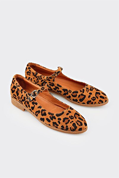 Elle Shoes Taba Deri Kadın Babet