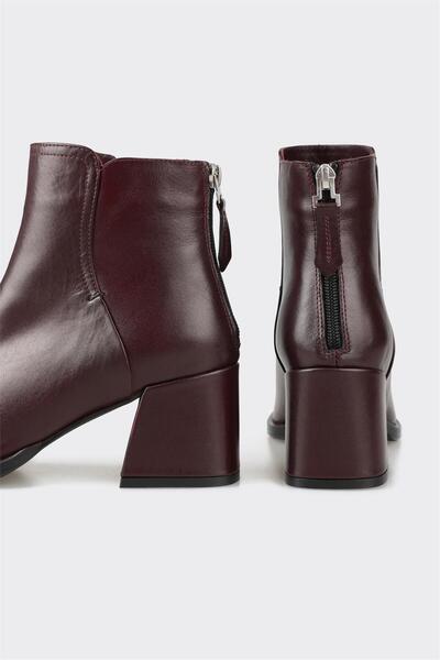 Elle Shoes Bordo Deri Kadın Klasik Bot