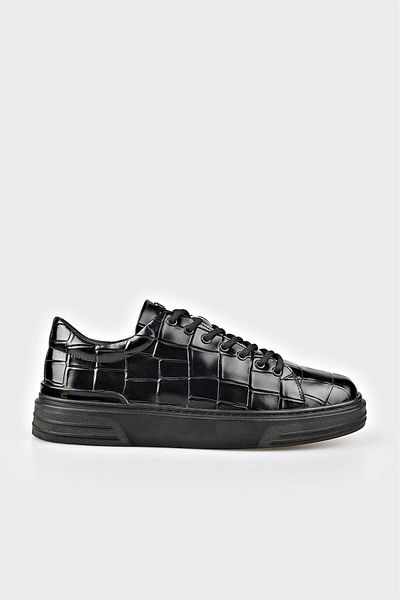 Elle Shoes Black Leather Men's Sports Shoes
