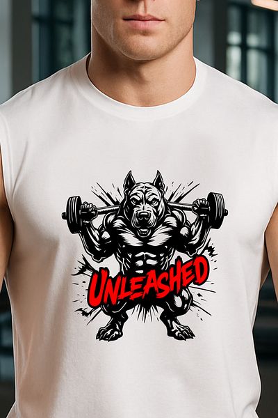 BESSA Ανδρικό Unleashed εμπριμέ λευκό μπλουζάκι/μονόχρωμο βαμβακερό αμάνικο μπλουζάκι