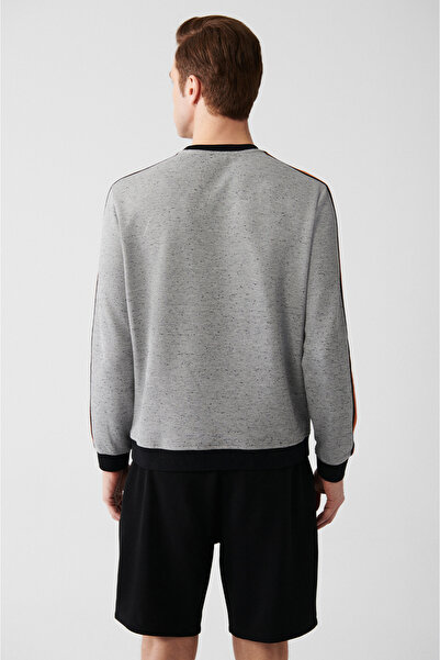Avva Erkek Gri Kolay Ütülenir Bisiklet Yaka Baskılı Sweatshirt A31Y1220