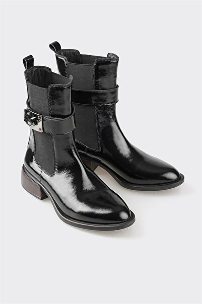 Elle Shoes Siyah Deri Kadın Klasik Bot