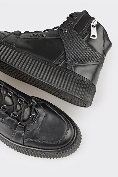 Elle Shoes Siyah Deri Erkek Spor Bot