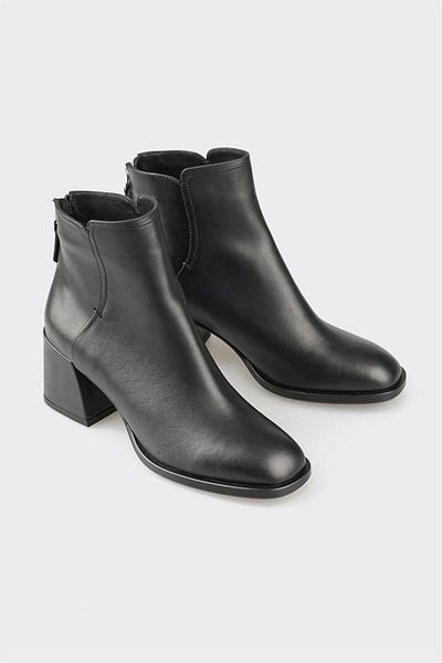 Elle Shoes Μαύρα Δερμάτινα Γυναικεία Κλασικά Μποτάκια