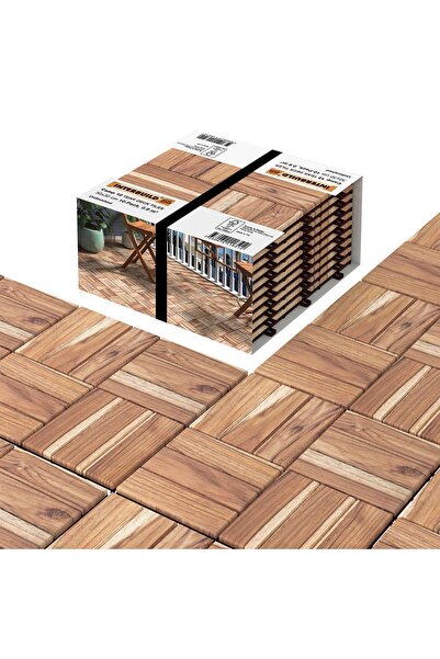 INTERBUILD REAL WOOD Interbuild "gerçek Tik".ahşap Karo Deck.yüzeyi Işlenmemi...